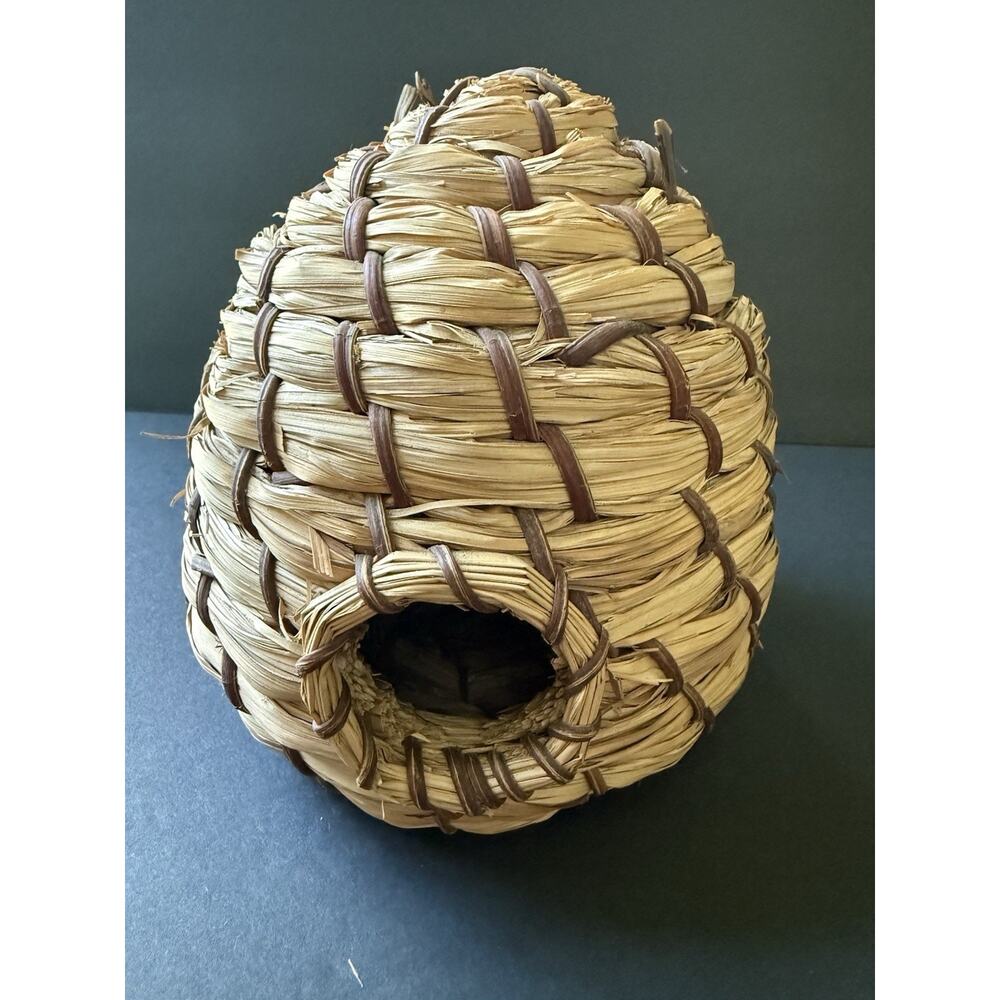 Wicker Straw Behive Bird House Straw Boho Cottagecore